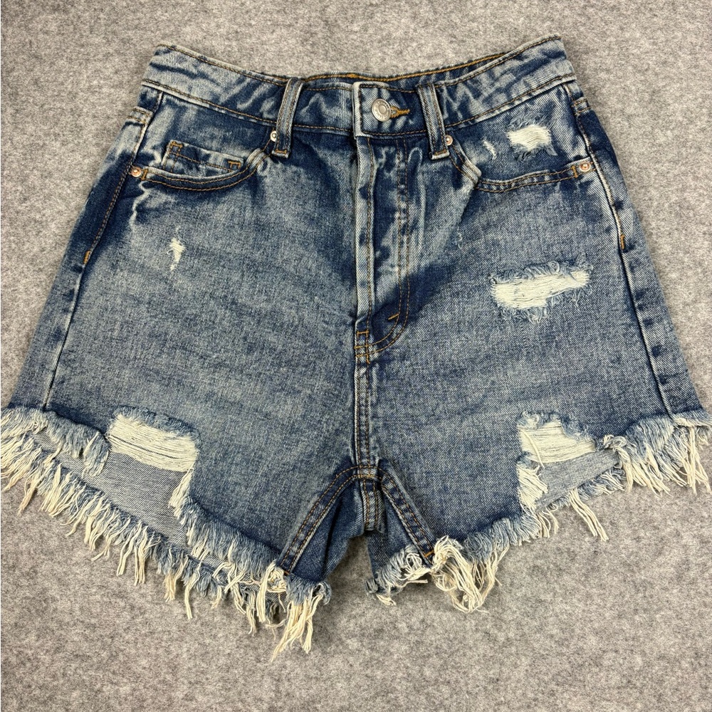 Wild Fable Highest Rise Distressed Denim Shorts High Cut Curved Hem